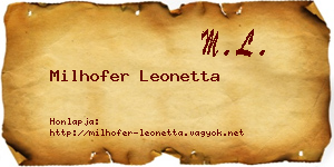 Milhofer Leonetta névjegykártya